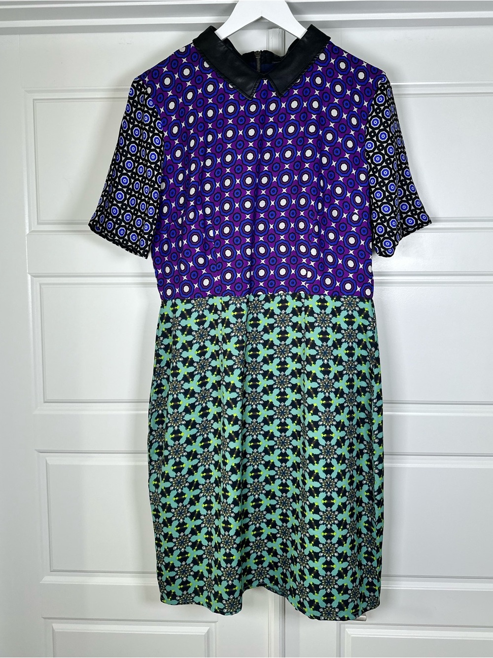 NWT Walter Baker Purple & Mint Geometric Mini Dress Size Large